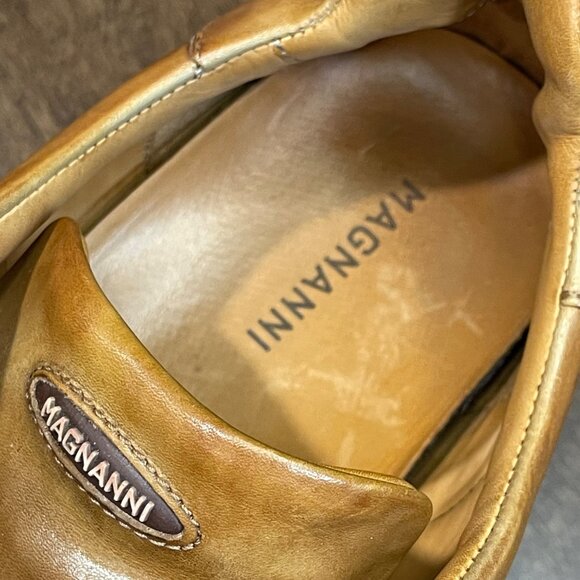 Magnanni Pueblo Leather Sneakers Men's Size 10.5 Cognac Perforated Lace Up Dress - Picture 7 of 11